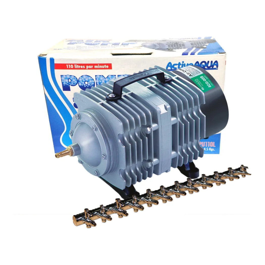Commercial Air Pump 12 outlets, 110 lt per minute - air pump with retail packaging