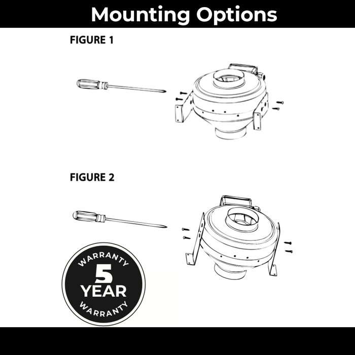 Common Culture Stealth 4 Inch In-Line Duct Exhaust Fan 165 CFM Mounting Options