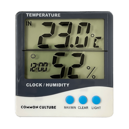 Common Culture Large Display Thermometer & Hygrometer with Inside & Outside Function + Memory