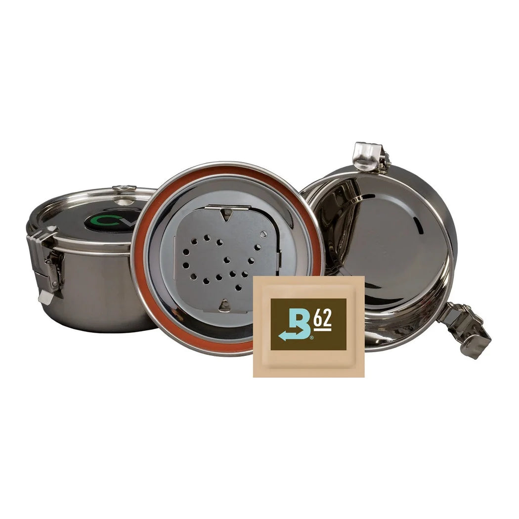 CVault 4L lid detail with silicone seal and Boveda holder