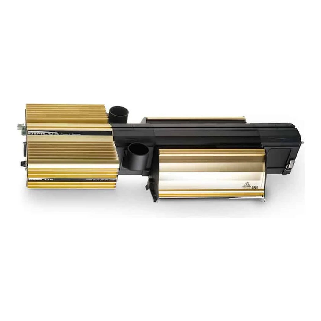 DimLux Nanotube fixture side view with the twin 50mm ducting sockets