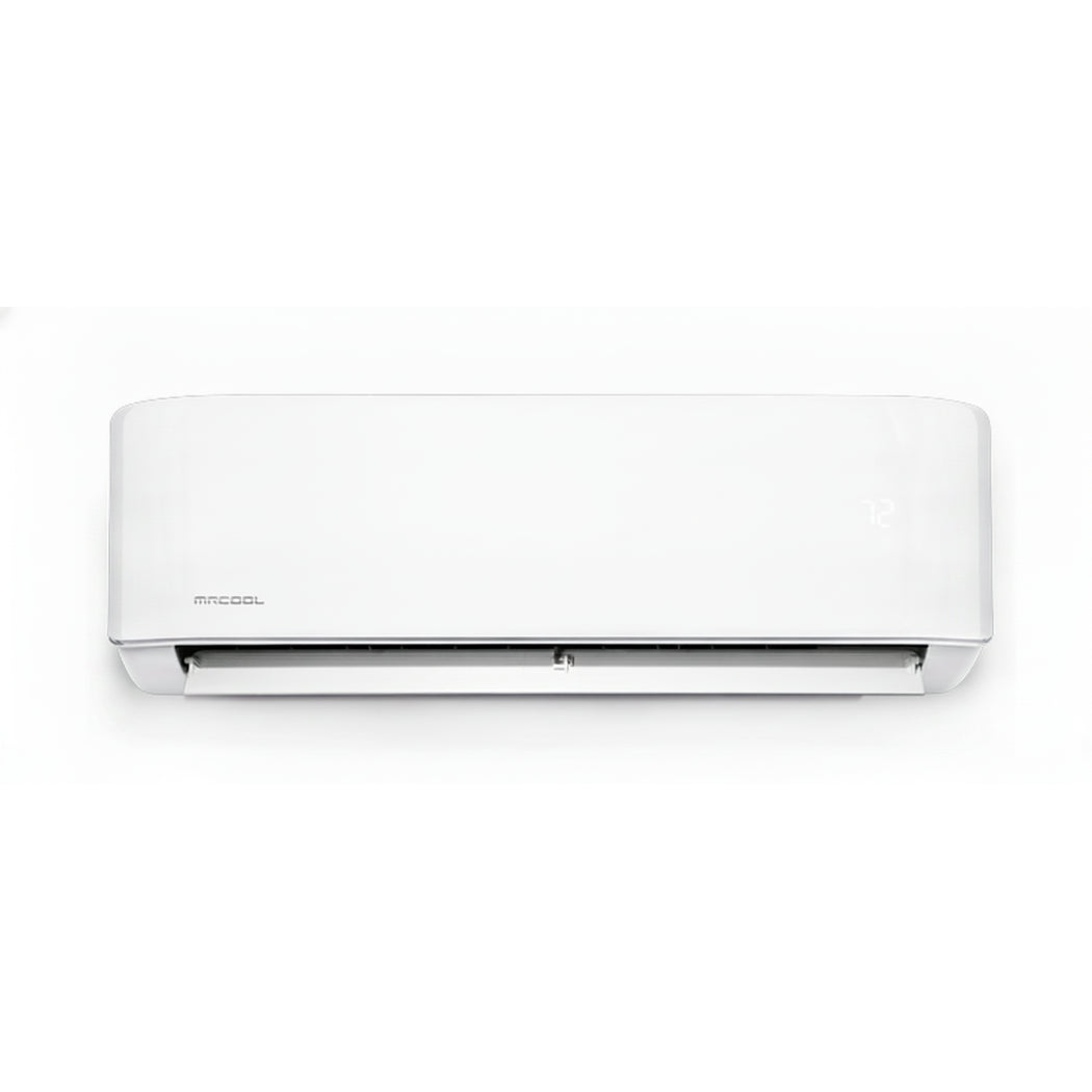 MRCOOL DIY 4th Generation 12K BTU heat pump wall mount indoor air handler front view with digital display