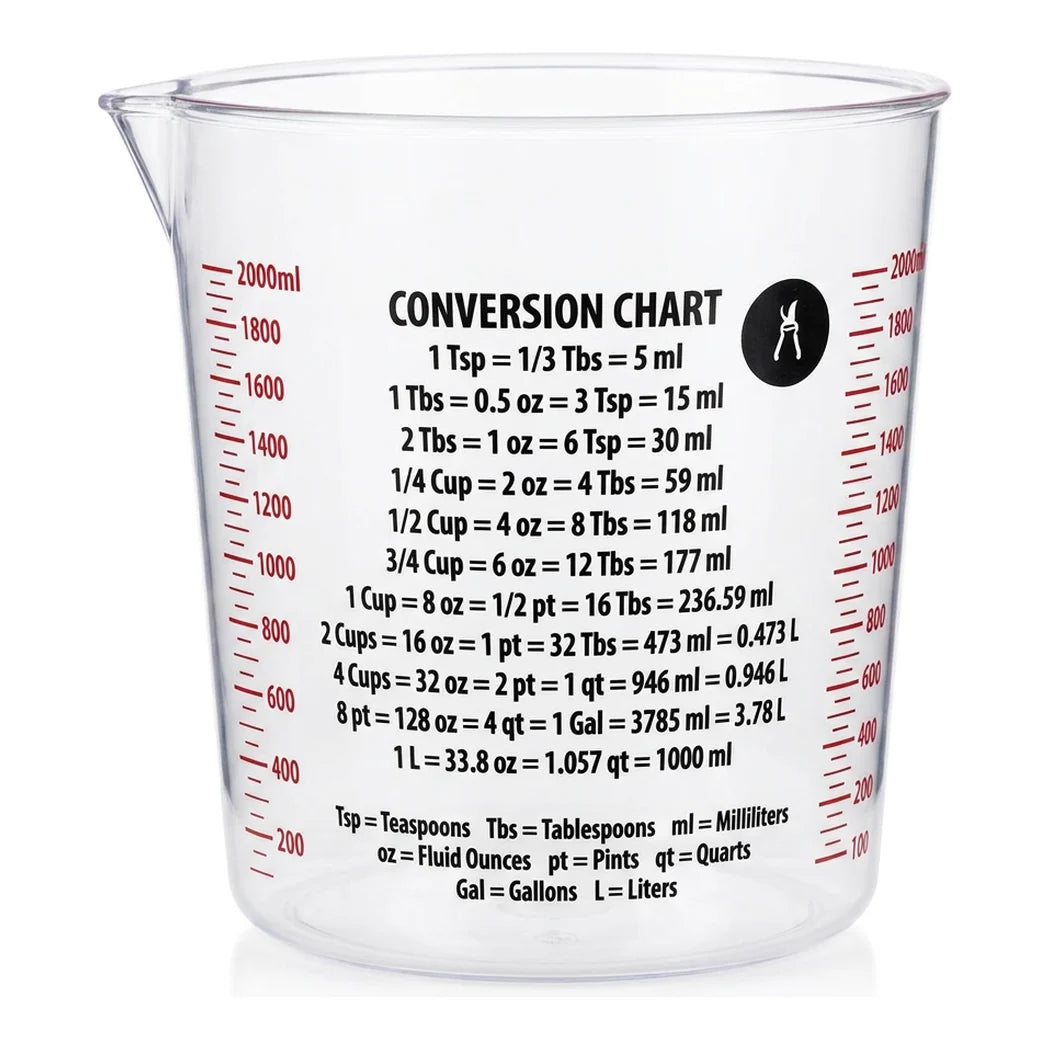 [DLW-GMC] Gro1 Measure Me 2000ml measuring cup printed US-metric conversion chart