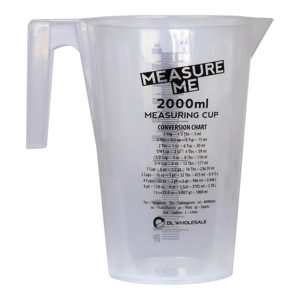 [DLW-GMC] Gro1 Measure Me 2000ml measuring cup front view with conversion chart