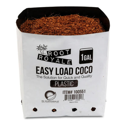 [DLW-GMC] Root Royale Easy Load Coco 1 gallon plastic grow bag filled with expanded coco