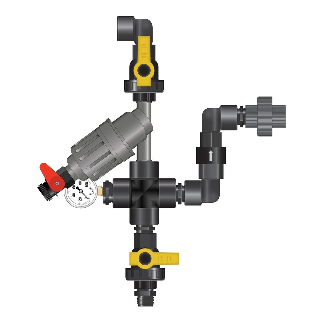 Dosatron Nutrient Delivery System starter kit 3/4 inch with ball valve, 200 mesh filter, pressure regulator and gauge