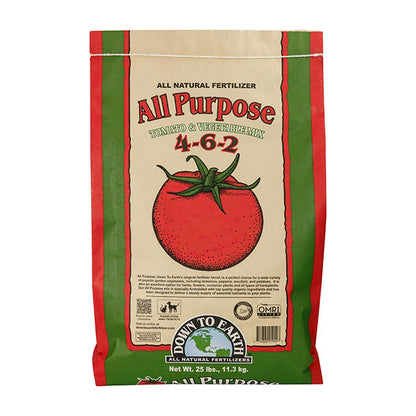 Down To Earth All Purpose 4-6-2 all natural fertilizer, tomato and vegetable mix, OMRI listed, 25 lb bag