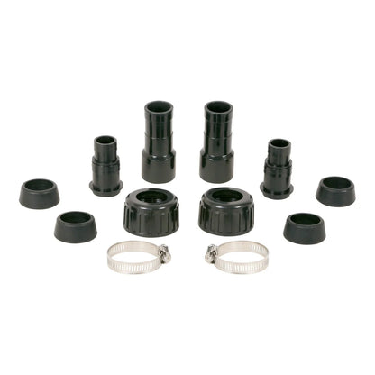 EcoPlus commercial grade chiller fitting kit, 1 inch barbed fittings, threaded nuts, grommets and hose clamps