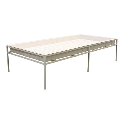 Fast Fit 4 ft by 8 ft white steel tray stand with grow tray fitted