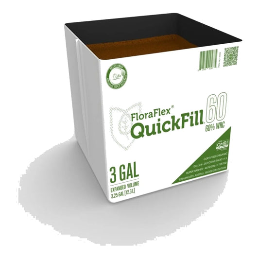 FloraFlex QuickFill 3 gallon 60% WHC coco bag in plastic wrapper