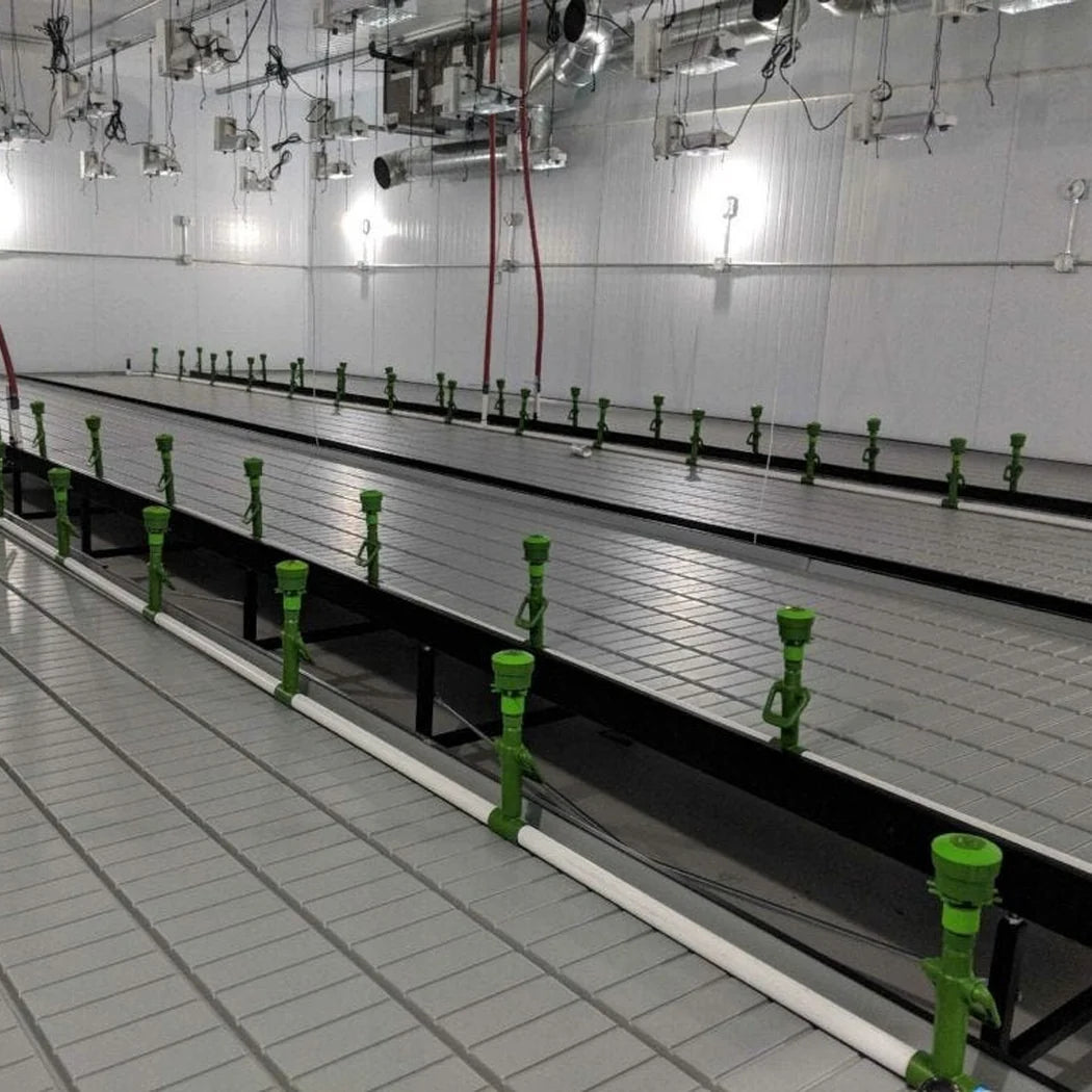 FS Rolling Benches 3x6 ft | 12 Gauge Steel, Anti-Rotate Plate - benches installed in a grow room