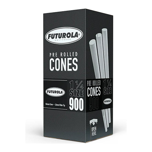 Futurola 1 1/4 Size Pre-Rolled Classic White Cones - 5,400 Cones - retail carton