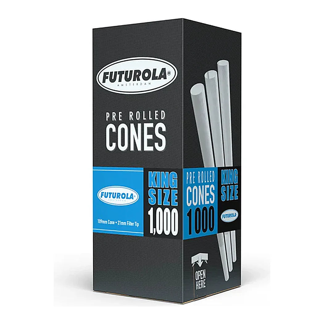 Futurola King Size 109/21 pre-rolled classic white cones, box of 1000
