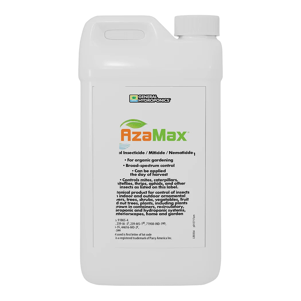 AzaMax quart back label listing pests and use sites