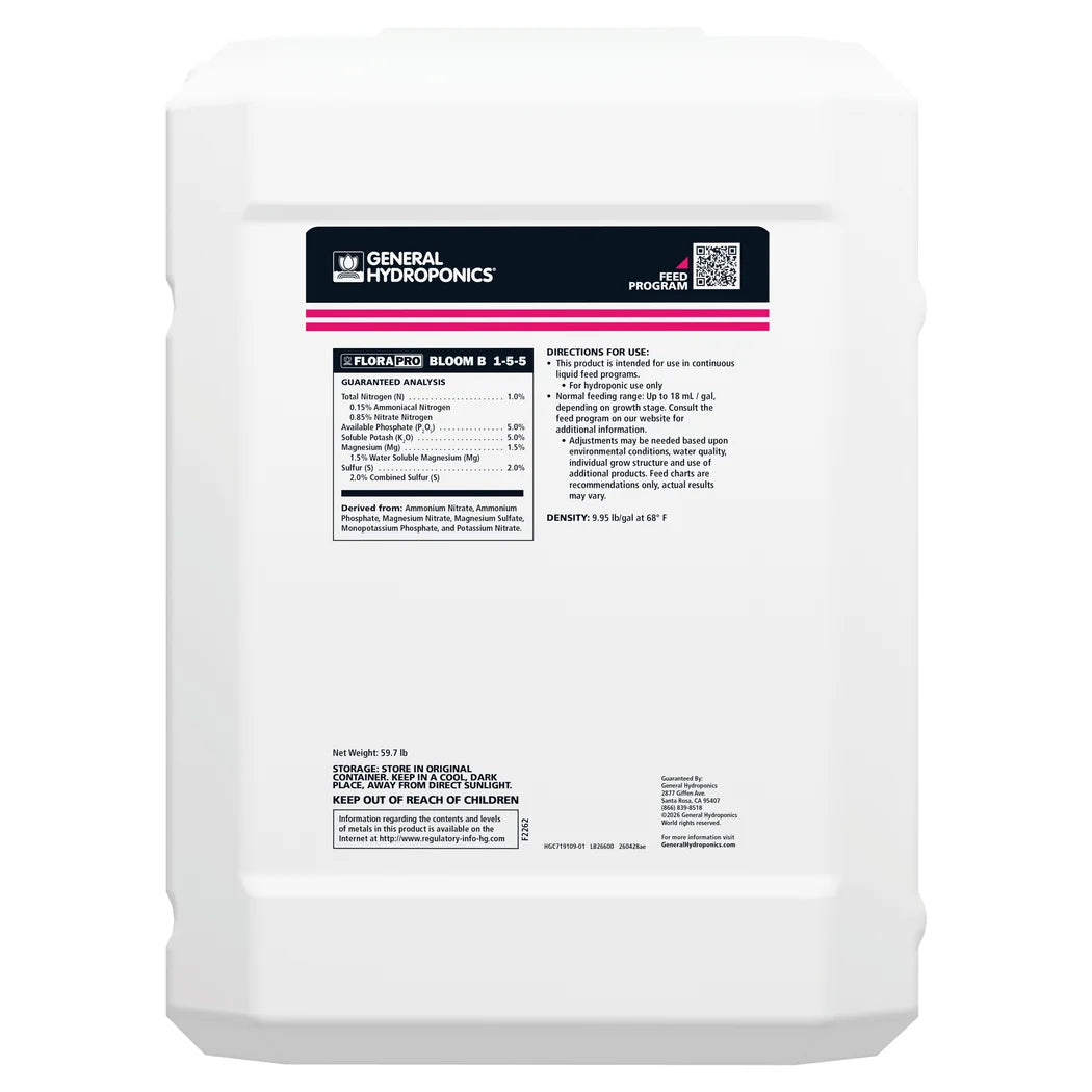 FloraPro Bloom B 6 gallons back