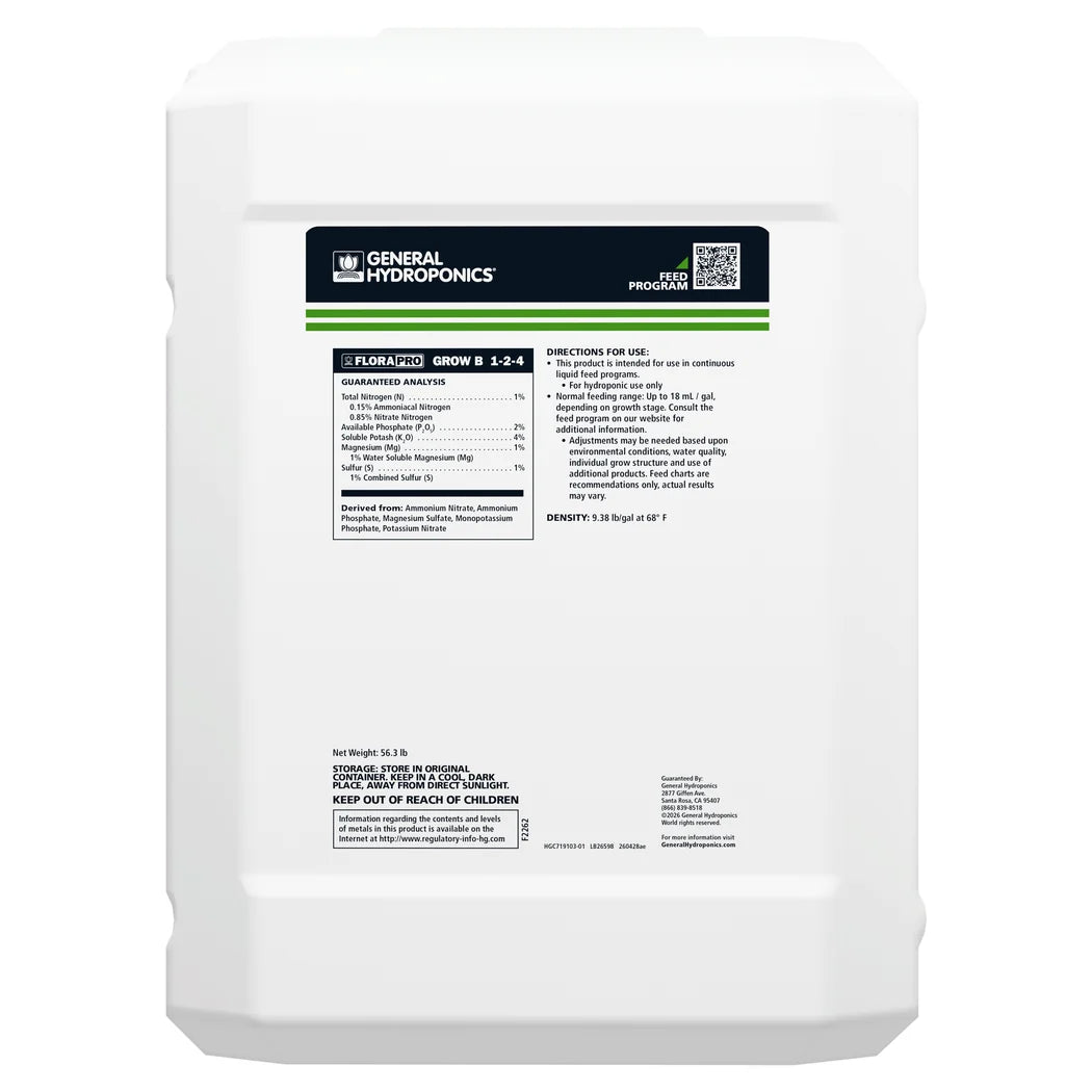 FloraPro Grow B 6 gallons back