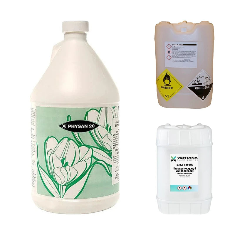Grow room disinfectant, hydrogen peroxide and isopropyl alcohol