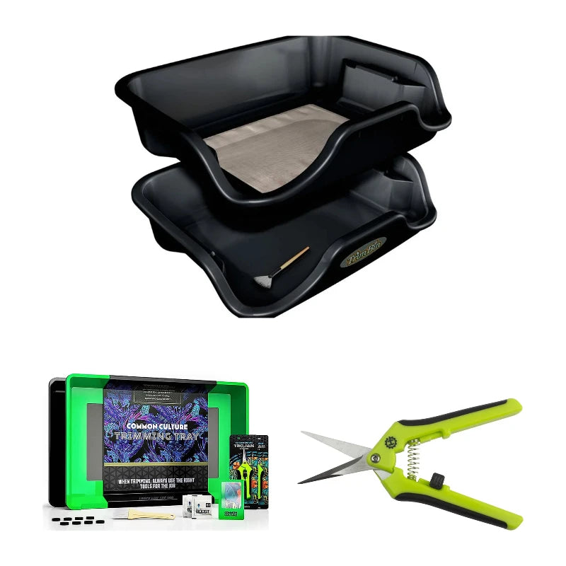 Trim bin, trim tray kit and trimming scissors