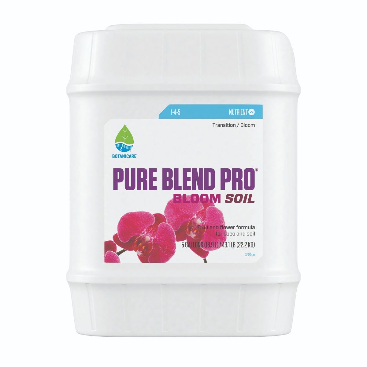 Botanicare Pure Blend Pro Soil 1.5-4-5 -- 5-Gallon Front of Bottle