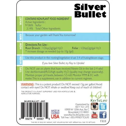 Key To Life - Silver Bullet - Terpene Enhancer - 32 Oz Back Label