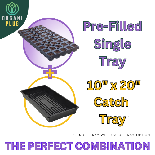 OrganiPlug Seed & Cutting Plugs - Pre-Filled Tray w/ 50 Plugs (Single Tray w/ 10" x 20" Propagation Tray) Circled Trays