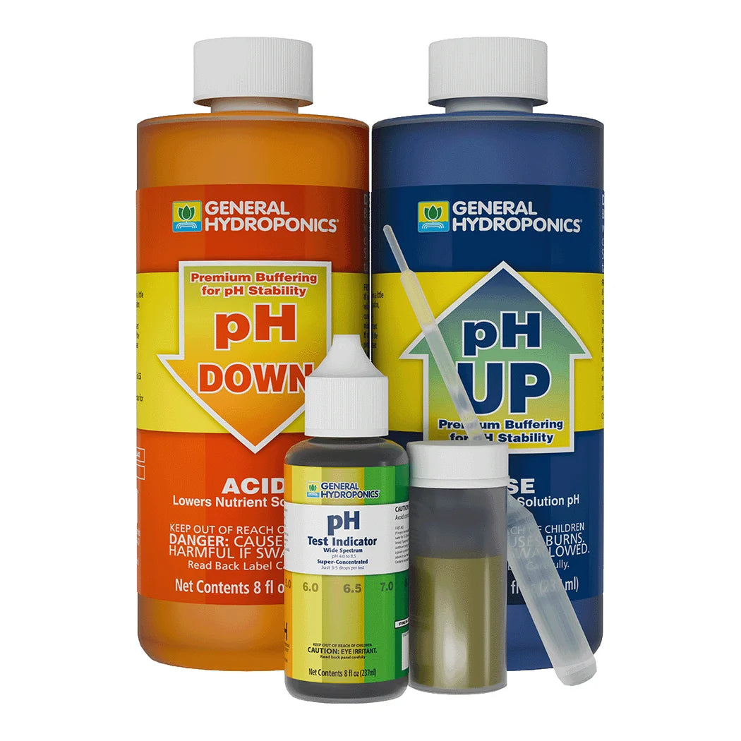 General Hydroponics pH Control Kit with 8 oz pH Up, 8 oz pH Down, pH test indicator and test vial