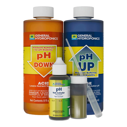 General Hydroponics pH Control Kit with 8 oz pH Up, 8 oz pH Down, pH test indicator and test vial