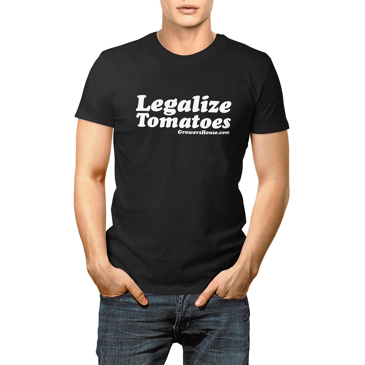 Growers House Legalize Tomatoes T-Shirt - White on Black