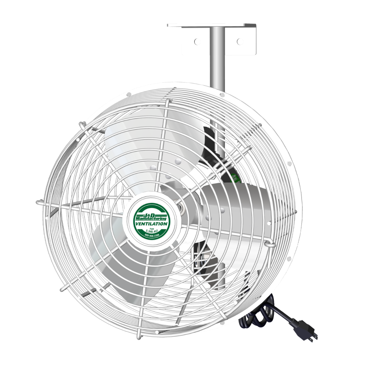 Green Breeze 12" HAF FAN, White, 1PH, 115V, 1/Var, W/Bracket & 10' Cord Main Image