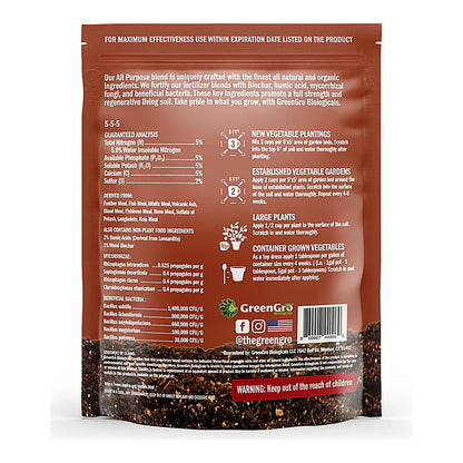GreenGro All Purpose Fertilizer - pouch, reverse