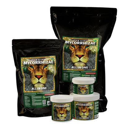 GreenGro Premium Ultrafine Mycorrhizae jars and bags in several sizes