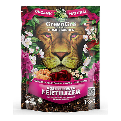 GreenGro Biologicals Rose & Flower Fertilizer - Rose and Flower 3-8-5, 4 lb pouch