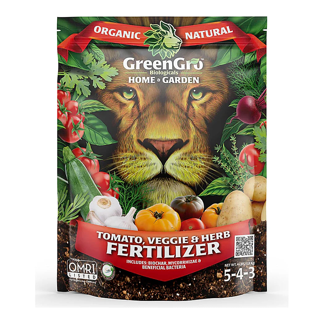 GreenGro Tomato, Veggie & Herb Fertilizer - Tomato, Veggie and Herb 5-4-3, 4 lb pouch
