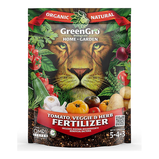 GreenGro Tomato, Veggie & Herb Fertilizer - Tomato, Veggie and Herb 5-4-3, 4 lb pouch