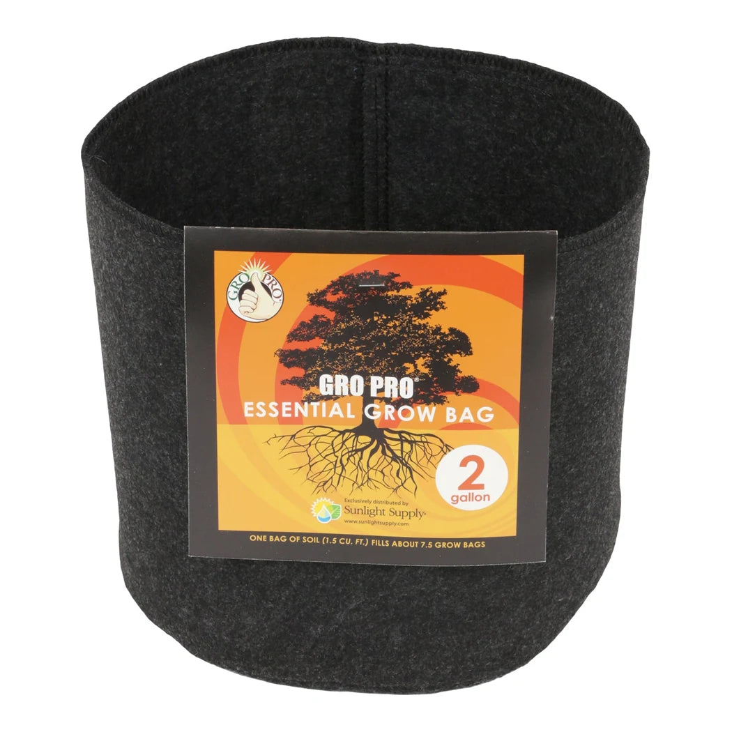 Gro Pro Essential Round Fabric Pot, 2 Gallon, black