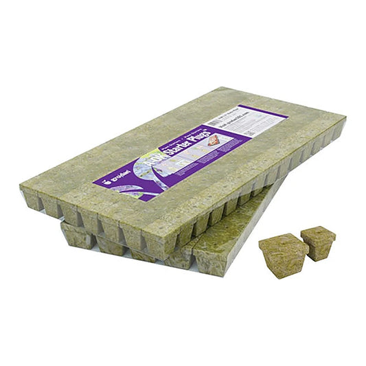 Grodan Stone Wool A-OK Plugs 1.5 inch X 1.5 inch - labelled sheet with loose cubes