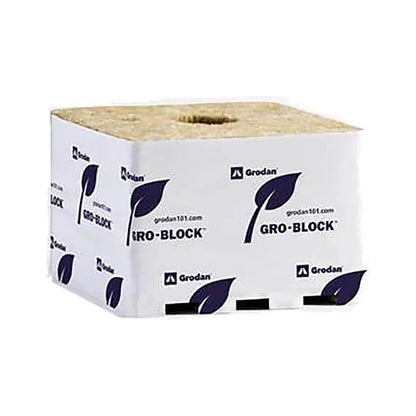 Single Grodan GR22 Jumbo 6 x 6 x 4 in stone wool block with planting hole