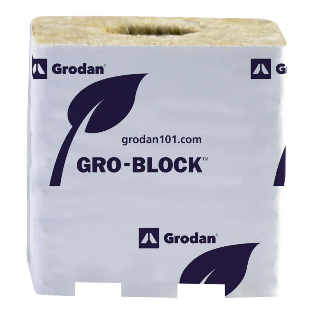Grodan Gro-Block Improved Large 4 in GR10 with hole, 4x4x4, unwrapped