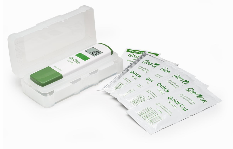 GroLine Waterproof EC/TDS/Temp (ppm) TESTER/PEN with Case & Solutions