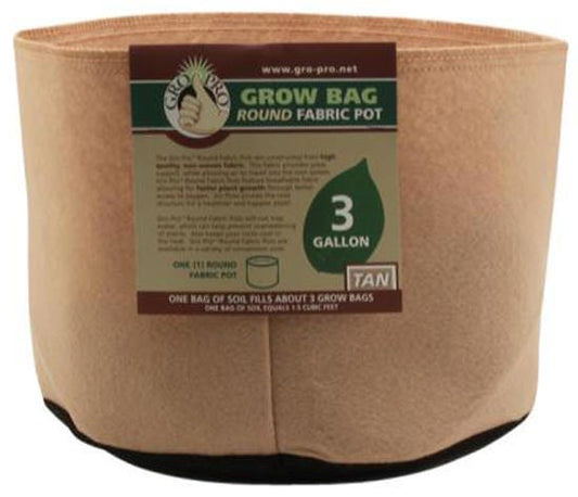 Gro Pro Premium Round Fabric Pot - Tan - 3 Gal