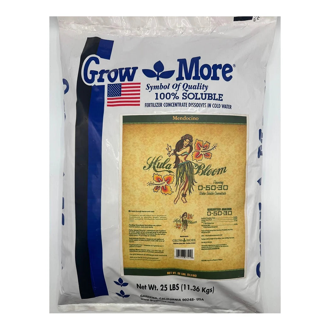 Grow More Hula Bloom 0-50-30 water soluble bloom fertilizer, 25 lb bag
