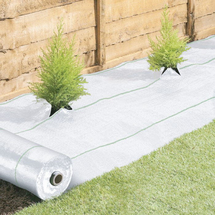 GROW1 Landscape Ground Cover Weed Mat Barrier White 6ft x 300ft In Use