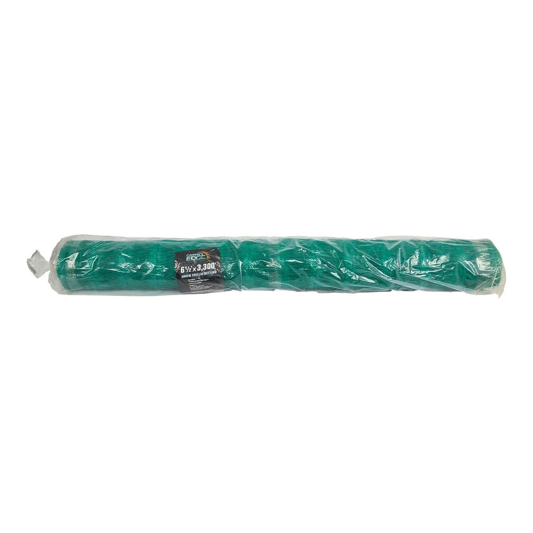 Grower's Edge green trellis netting bulk roll, 6.5 ft x 3300 ft, for plant support