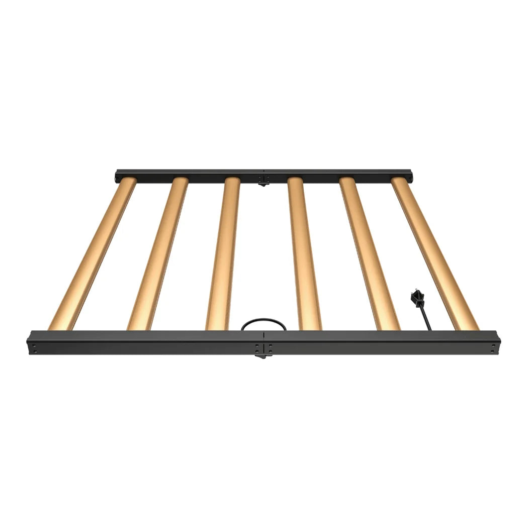 Grower's Choice ROI-F720 LED grow light front elevation with the six LED bars illuminated