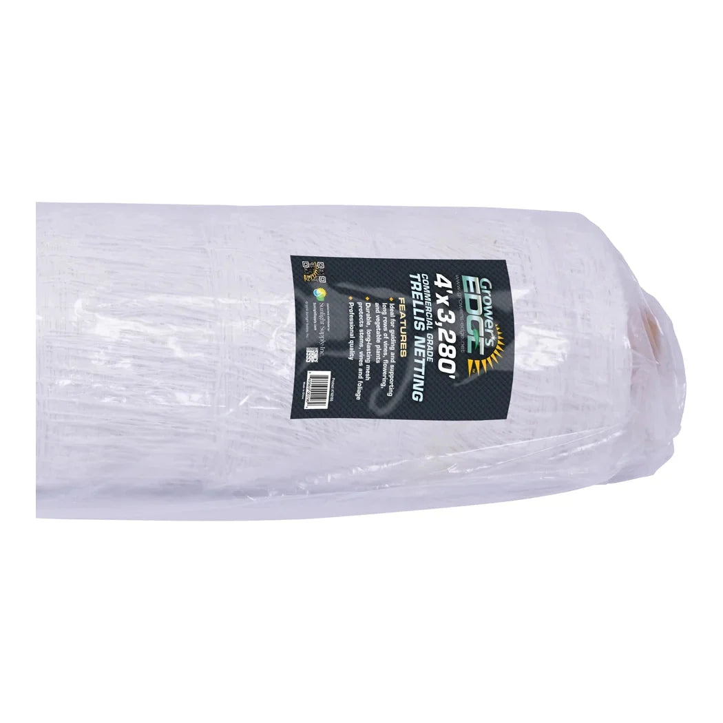 Growers Edge Trellis Netting 4 ft x 3280 ft | 6 in Mesh Bulk Roll - 4 ft x 3280 ft bulk roll in packaging