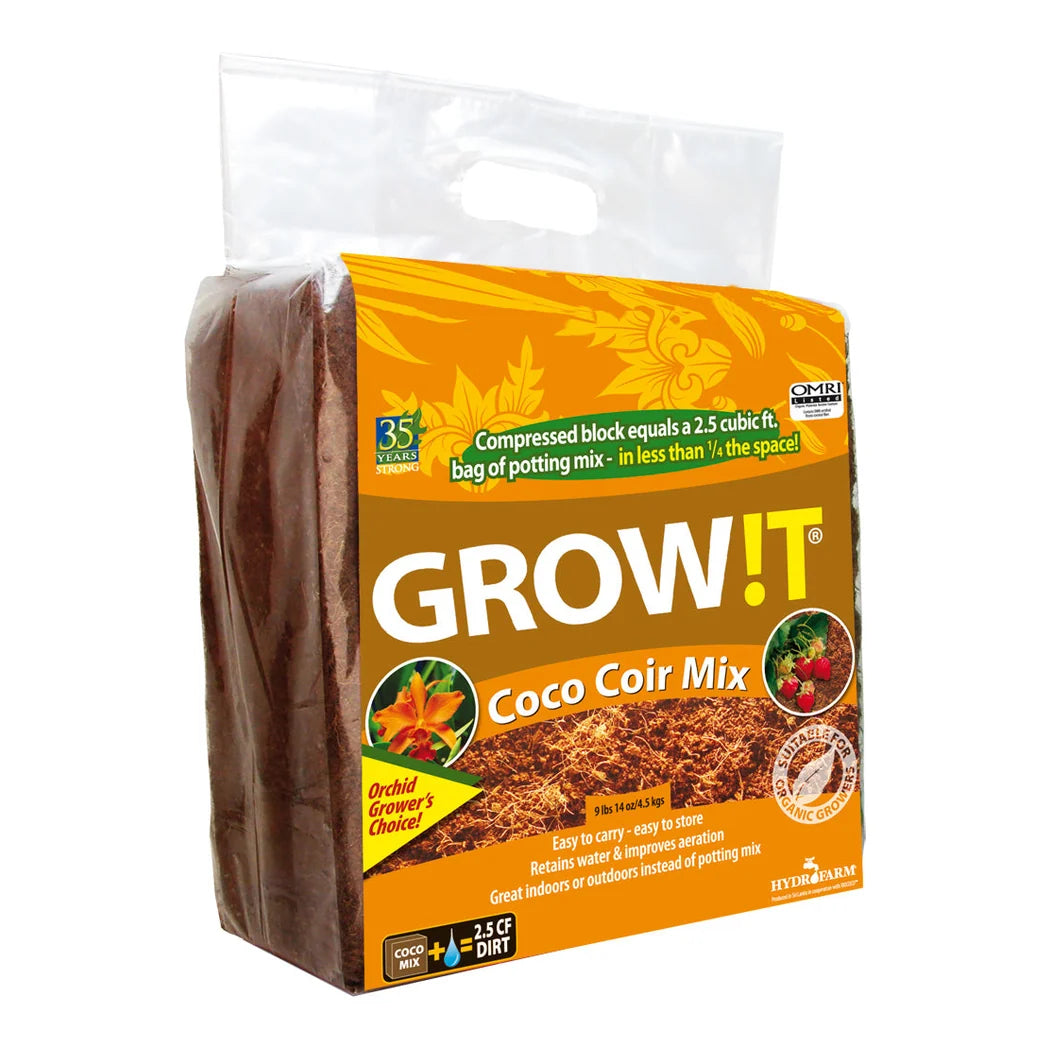 GROW!T Organic Coco Planting Mix - compressed organic coco planting mix block