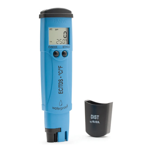Hanna DiST 5 HI98311 waterproof EC/TDS tester pen shown with its protective cap