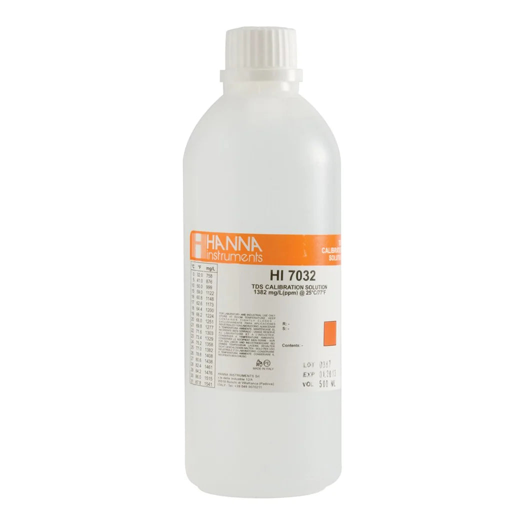 Hanna HI7032L TDS calibration solution 1382 mg/L ppm, 500 mL bottle