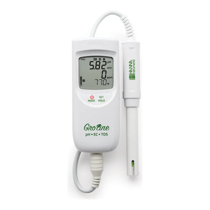 Hanna HI9814 GroLine portable pH, EC, TDS and temperature meter with quick-connect probe