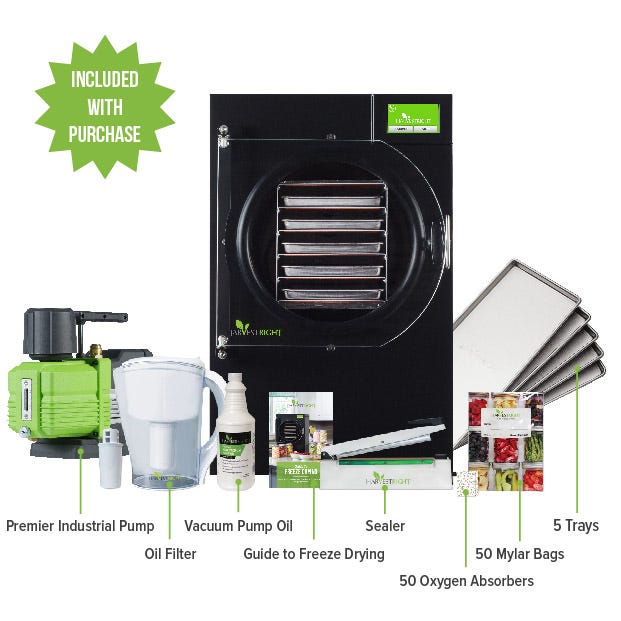 Harvest Right Freeze Dryer - Medium - Black - With Mylar Starter Kit Included with Premier Pump Purchase